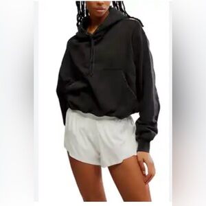 Free People Black Cropped Hoodie with Drawstring